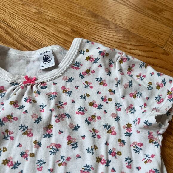 Petit Bateau Girl's Floral Print Cotton Short Sleeve Nightgown 128 cm / 8 years - Picture 2 of 5